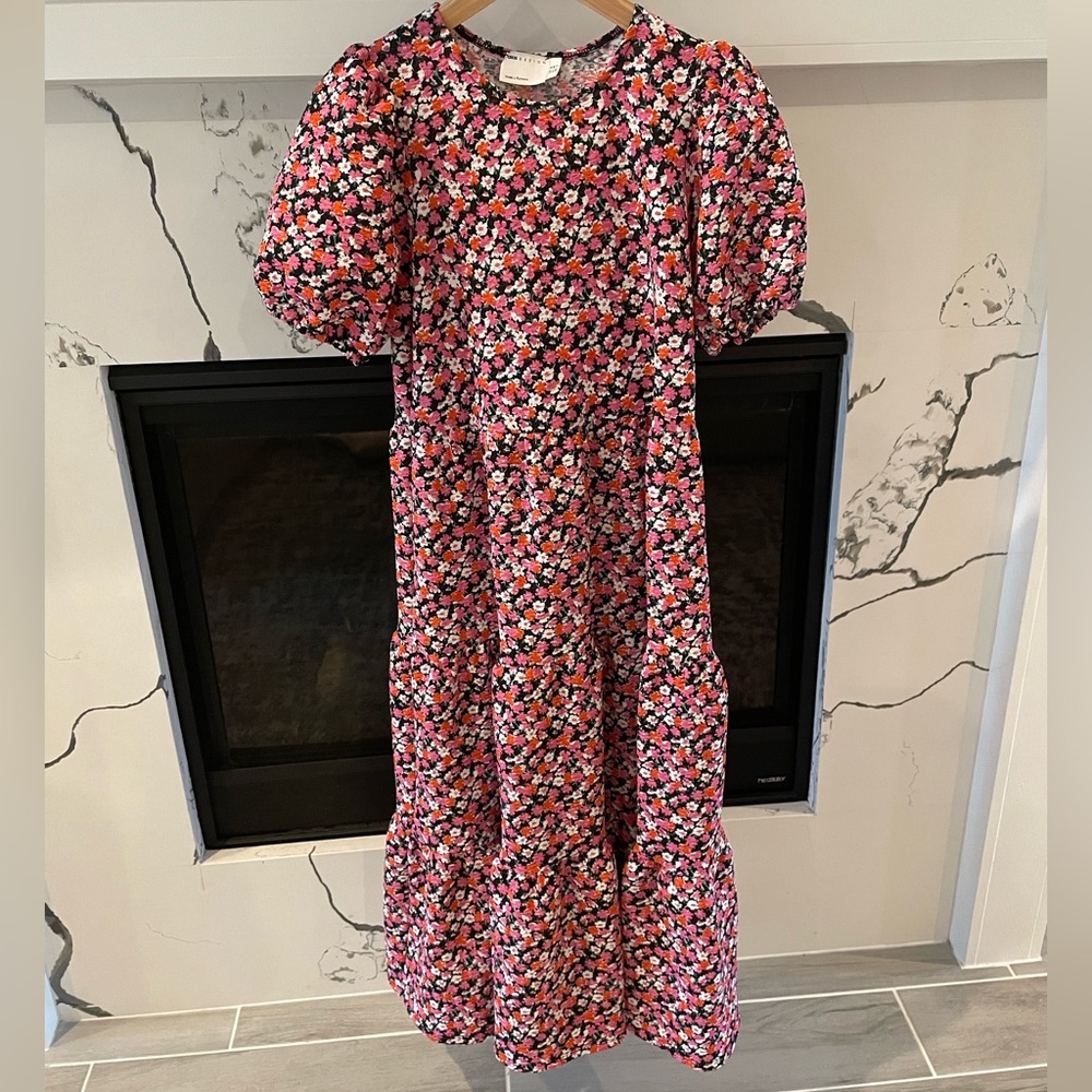 Asos floral print textured midi dress
